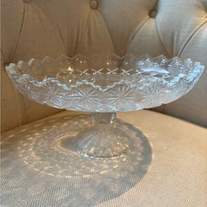 Vintage Gibson Home Crystal-Style Pedestal Serving Dish